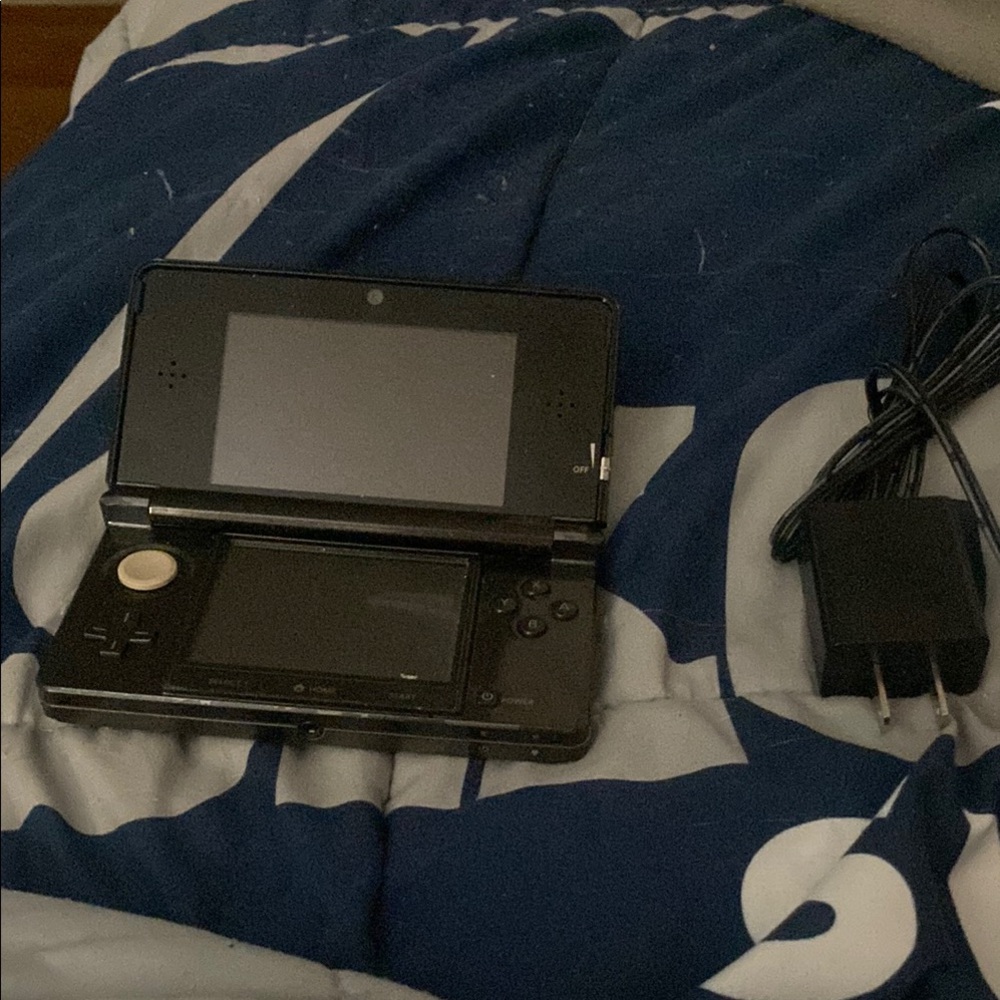 Black Handheld Gaming Console with Charger